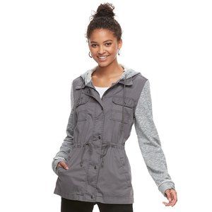 Juniors' Mudd Knit Sleeve Utility Jacket